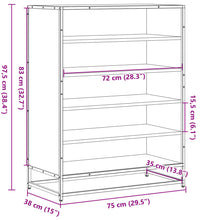 Schuhschrank Schwarz 75x38x97,5 cm Holzwerkstoff Metall