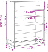 Schuhschrank Schwarz 75x38x97,5 cm Holzwerkstoff Metall