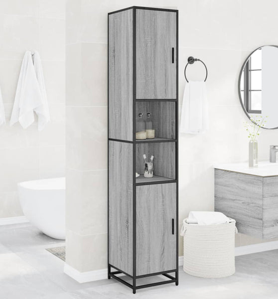 Badschrank Grau Sonoma 35x37,5x188,5 cm Holzwerkstoff Metall