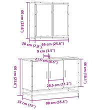 2-tlg. Badmöbel-Set Räuchereiche Holzwerkstoff