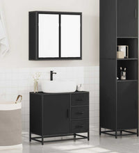 2-tlg. Badmöbel-Set Schwarz Holzwerkstoff