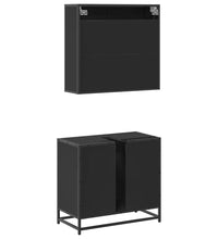 2-tlg. Badmöbel-Set Schwarz Holzwerkstoff