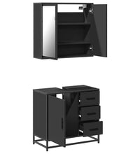 2-tlg. Badmöbel-Set Schwarz Holzwerkstoff