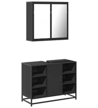 2-tlg. Badmöbel-Set Schwarz Holzwerkstoff