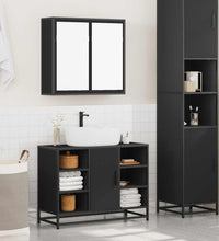 2-tlg. Badmöbel-Set Schwarz Holzwerkstoff