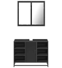 2-tlg. Badmöbel-Set Schwarz Holzwerkstoff
