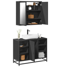 2-tlg. Badmöbel-Set Schwarz Holzwerkstoff