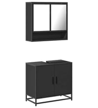 2-tlg. Badmöbel-Set Schwarz Holzwerkstoff