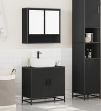 2-tlg. Badmöbel-Set Schwarz Holzwerkstoff