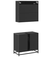 2-tlg. Badmöbel-Set Schwarz Holzwerkstoff