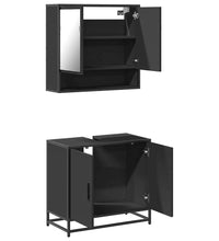 2-tlg. Badmöbel-Set Schwarz Holzwerkstoff
