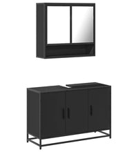 2-tlg. Badmöbel-Set Schwarz Holzwerkstoff