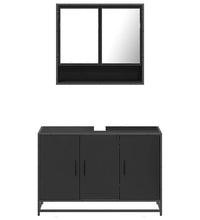 2-tlg. Badmöbel-Set Schwarz Holzwerkstoff