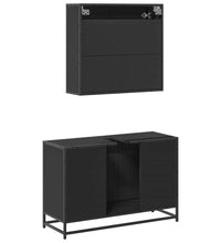 2-tlg. Badmöbel-Set Schwarz Holzwerkstoff