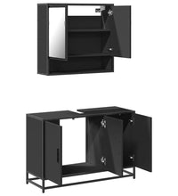 2-tlg. Badmöbel-Set Schwarz Holzwerkstoff