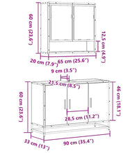 2-tlg. Badmöbel-Set Schwarz Holzwerkstoff
