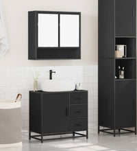 2-tlg. Badmöbel-Set Schwarz Holzwerkstoff