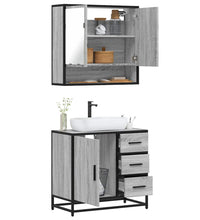 2-tlg. Badmöbel-Set Grau Sonoma Holzwerkstoff