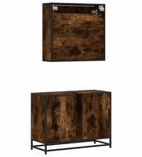 2-tlg. Badmöbel-Set Räuchereiche Holzwerkstoff