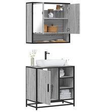 2-tlg. Badmöbel-Set Grau Sonoma Holzwerkstoff