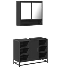 2-tlg. Badmöbel-Set Schwarz Holzwerkstoff