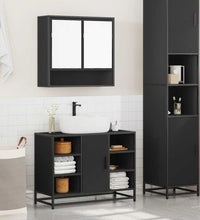 2-tlg. Badmöbel-Set Schwarz Holzwerkstoff