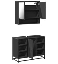 2-tlg. Badmöbel-Set Schwarz Holzwerkstoff