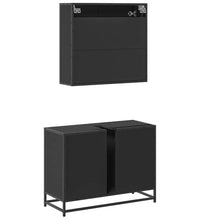 2-tlg. Badmöbel-Set Schwarz Holzwerkstoff