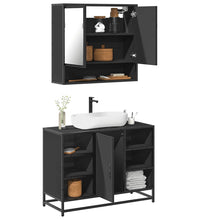 2-tlg. Badmöbel-Set Schwarz Holzwerkstoff