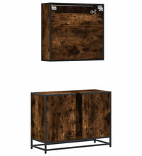 2-tlg. Badmöbel-Set Räuchereiche Holzwerkstoff