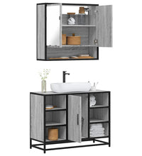 2-tlg. Badmöbel-Set Grau Sonoma Holzwerkstoff