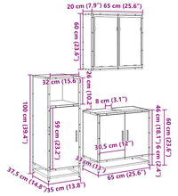 3-tlg. Badmöbel-Set Schwarz Holzwerkstoff