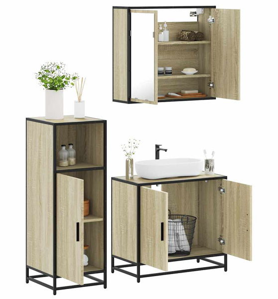 3-tlg. Badmöbel-Set Sonoma-Eiche Holzwerkstoff