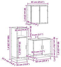 3-tlg. Badmöbel-Set Räuchereiche Holzwerkstoff