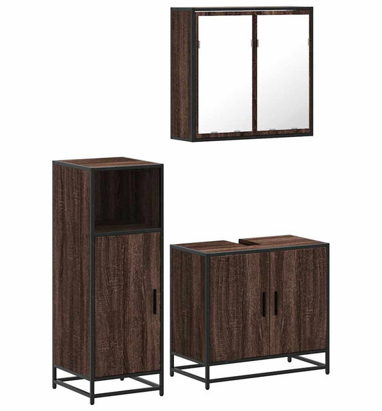 3-tlg. Badmöbel-Set Braun Eichen-Optik Holzwerkstoff