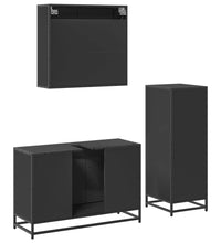 3-tlg. Badmöbel-Set Schwarz Holzwerkstoff