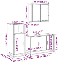3-tlg. Badmöbel-Set Schwarz Holzwerkstoff