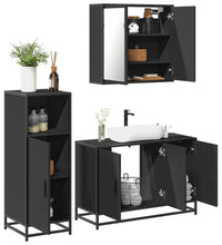 3-tlg. Badmöbel-Set Schwarz Holzwerkstoff