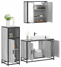 3-tlg. Badmöbel-Set Grau Sonoma Holzwerkstoff