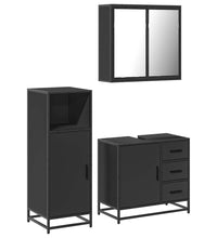 3-tlg. Badmöbel-Set Schwarz Holzwerkstoff