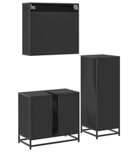 3-tlg. Badmöbel-Set Schwarz Holzwerkstoff
