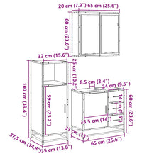 3-tlg. Badmöbel-Set Schwarz Holzwerkstoff