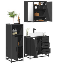 3-tlg. Badmöbel-Set Schwarz Holzwerkstoff