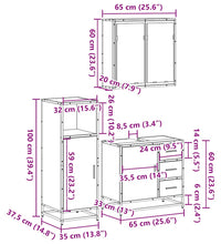 3-tlg. Badmöbel-Set Räuchereiche Holzwerkstoff
