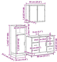 3-tlg. Badmöbel-Set Räuchereiche Holzwerkstoff