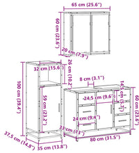 3-tlg. Badmöbel-Set Grau Sonoma Holzwerkstoff