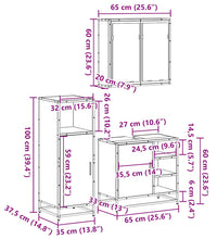 3-tlg. Badmöbel-Set Räuchereiche Holzwerkstoff