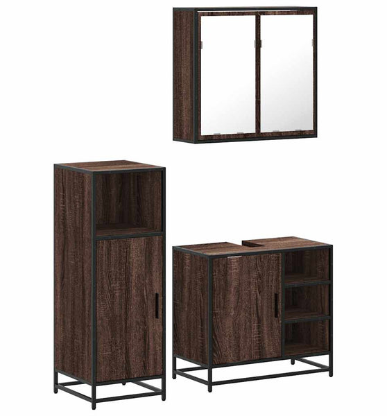 3-tlg. Badmöbel-Set Braun Eichen-Optik Holzwerkstoff