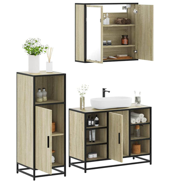 3-tlg. Badmöbel-Set Sonoma-Eiche Holzwerkstoff