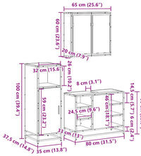 3-tlg. Badmöbel-Set Räuchereiche Holzwerkstoff
